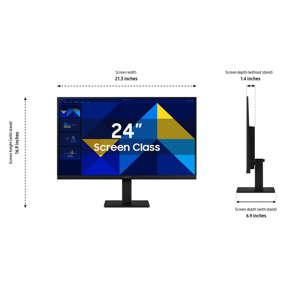 Restored Samsung 24" Essential S3 (S30GD) FDH IPS 100Hz Monitor - LS24D300GANXZA (Refurbished)