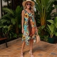thumbnail image 6 of HELLHERO Sunflower & Horse Print Summer Sleeveless Dress, Side Pockets Sleeveless Sundress Round Neck Asymmetric Asymmetric Hem Midi Dress for Cocktail Party, 6 of 8