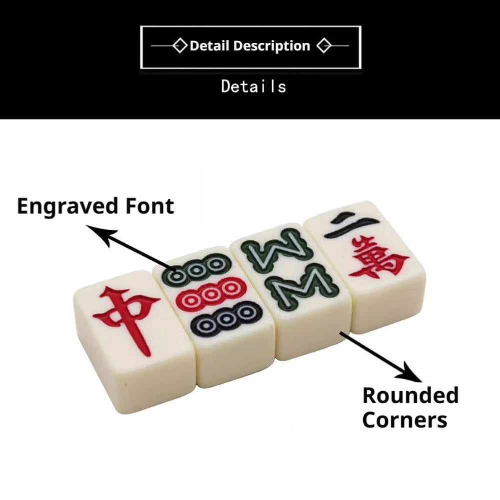 Chinese Mahjong Set with 144 Tiles Mini Mahjong Set with Brown Carrying Case Portable Lightweight Game for Travel Camping Family Gatherings Friends Party