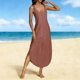 thumbnail image 4 of Vestido Largo de Manga Larga para las Mujeres Color Sólido Cuello Redondo Suelto Medio Ternera Vestido de Noche, Vestido Casual de Manga Larga para las Mujeres, 4 of 5