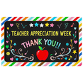thumbnail image 2 of Colorful Chalkboard Style Banner with Hearts Stars Music Notes and Apple Element for Teacher Appreciation Week Thank You Banner Party Decorations Backdrop Photography Props Classroom Decor, 2 of 7