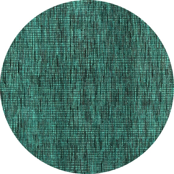 Ahgly Company Indoor Round Abstract Turquoise Blue Modern Area Rugs, 7' Round
