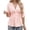 Pink #022, variant on Women's Elegant Wrap V Neck Peplum Tops Short Sleeve Stretchy Ruched Ruffle Dressy Blouses Shirts Pink M