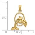 thumbnail image 3 of FB Jewels 14K Yellow Gold Dolphin Jumping Thru Hoop Pendant, 3 of 4