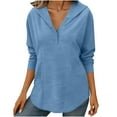 thumbnail image 7 of Felirenzacia Women's Long Sleeve Solid Color Hoodie, V Neck Pullover Top， Slim Fit Fall Sweatshirt, S-3XL, 7 of 7