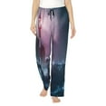 thumbnail image 2 of Kdxio Women's Comfy Stretch lighthouse Waves Torrential RainPrint Drawstring Pajama Pants-Small, 2 of 9