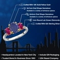thumbnail image 2 of Gem Stone King 925 Silver and 10K Yellow Gold Blue Lapis and Red Created Ruby and Lab Grown Diamond Engagement Ring for Women | 3.06 Cttw | Oval 9X7MM | Birthstone | Size 7, 2 of 6