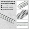 thumbnail image 2 of Uxcell 8-Pack Varilla Roscada Completamente, M6x55mm Barra de Rosca de Mano Derecha de Acero Inoxidable, 2 of 7