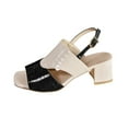 thumbnail image 2 of Black Sandals Women Oofos Ooahh Slide Women's Fashion Casual Spring And Summer Comfortable Color Matching Square Toe Open Toe One-Line Buckle Thick Heel High Heel Sandals Black, 2 of 9