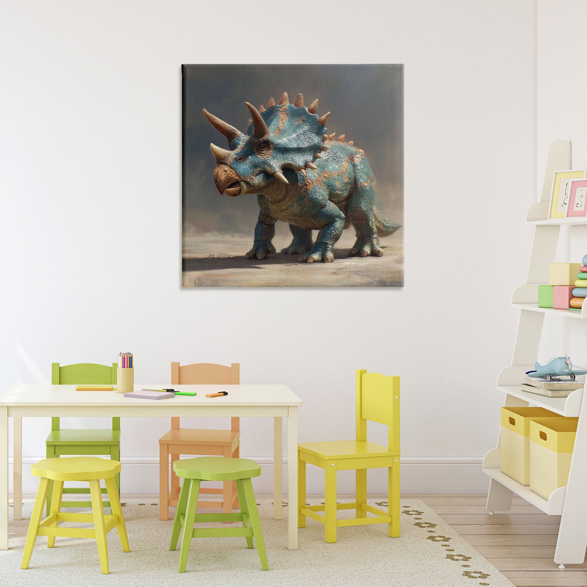 Stupell Industries Horned Triceratops at Sunrise Canvas Wall Art, design by Wumples