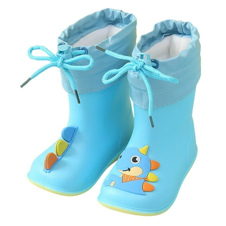 

Dpytoraw Rain Boots Baby Colorful Cartoon Animal Waterproof Plush Children Water Shoes EVA Soft Outdoor Kids Rain Boots Size 18-24 Months