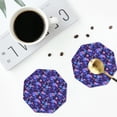 thumbnail image 4 of Lsque Skull daisy purple Pattern 4" Drink Coasters Set of 4, PVC Leather Absorbent Coasters, Table Coaster Set Decorative Coffee Cup Coasters Housewarming Gift -Octagon, 4 of 6