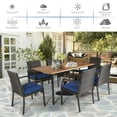 thumbnail image 5 of Aimee Lii 7Pcs Patio Rattan Cushioned Dining Set with Umbrella Hole, Outdoor Patio Furniture for Balcony Porch Backyard, Sturdy -Navy, 5 of 10