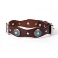 thumbnail image 1 of Leather Dog Collar Wide Blue Stone Leather Collar with Round Rivets Available in, 1 of 5