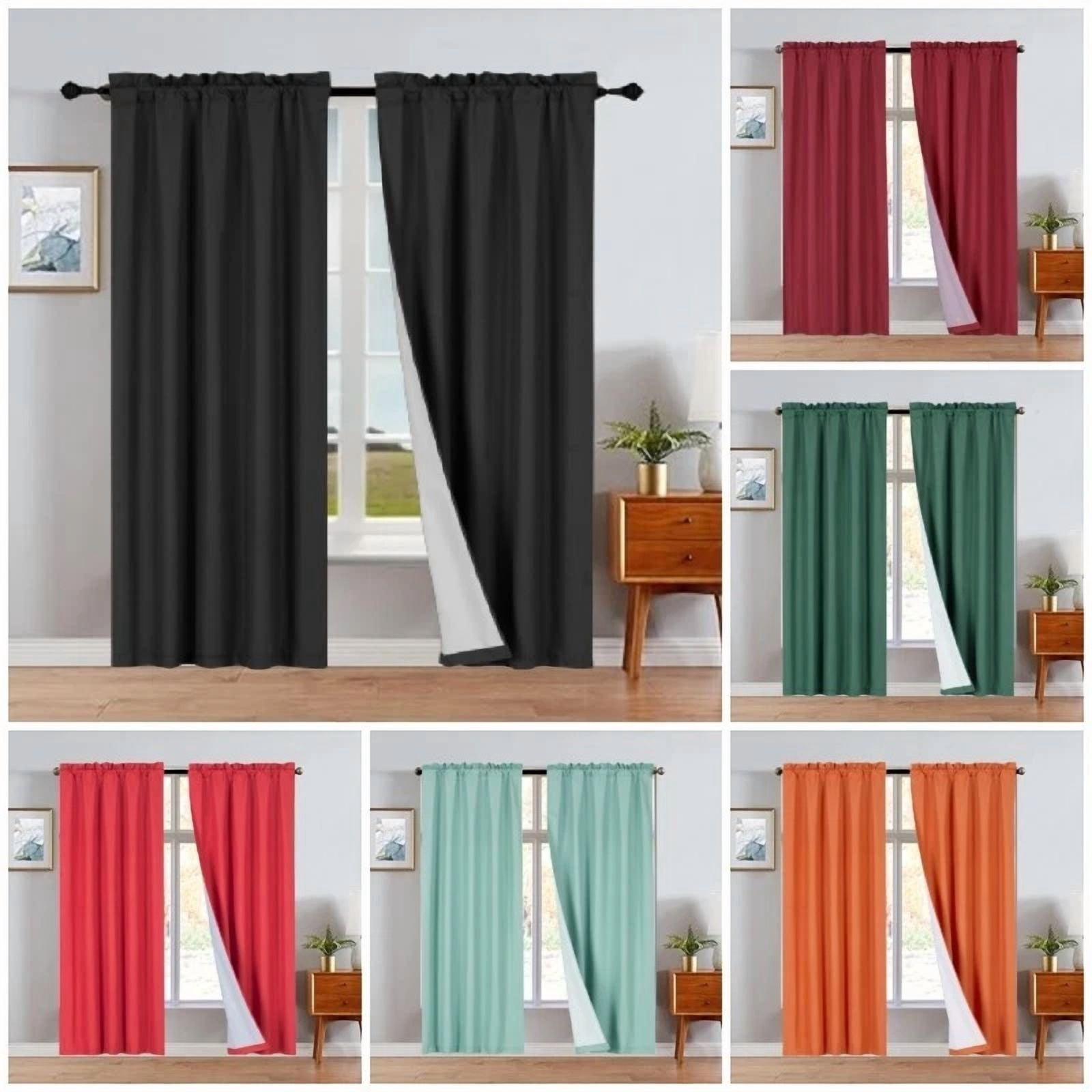 Set of 2 panels persian collection matte finish Not shiny Turquoise solid blackout with rod pocket foam lined window curtain drape R64 84 length