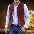 thumbnail image 2 of Kureaily Men's Leather Stand Collar Vest Casual Suede Suit Vest Waistcoat for Men, 2 of 6