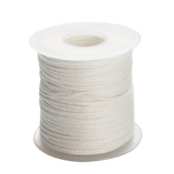 1 Roll 61 Meter Pre Waxed Wicks Candle Making Material DIY Cotton 18 Strands Braided Candle Wick Spool for DIY Candle (White)