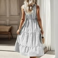 thumbnail image 2 of B91xZ Robe d'Invité de Mariage Robes d'Été Décontractées Col Carré Ourlet à Volants Robe Babydoll Courte, Gris S, 2 of 5