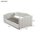 thumbnail image 4 of Twin Size Upholstered Daybed with Underneath Storage, Linen Fabric Sofa Bed Frame with Slats Support and Solid Wood Legs for Living, Bedroom, Guest Room, No Box Spring Needed, White, 4 of 9