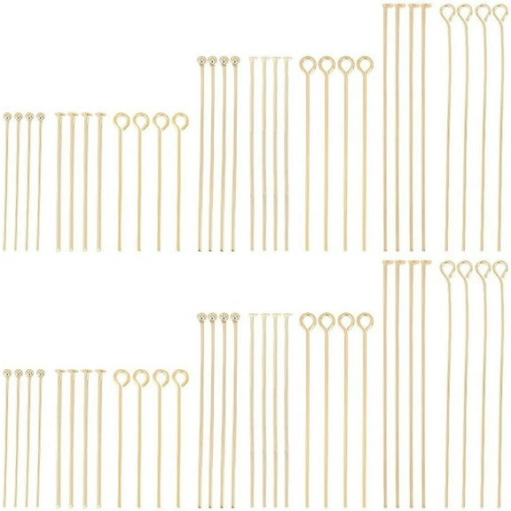 8 Styles 240pcs Stainless Steel Eye Pins Golden Ball Head Pins 30-50mm Head Pins Open Eye Pins for Jewelry Findings Components Making Arts Crafts Projects Gold