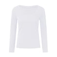 thumbnail image 3 of HNMKIU Girls Long Sleeve Shirts Ribbed Layering Tops U Neck Slim Fit Basic Tee Undershirts Soft Stretchy For Ages 5-16 Years White,7-8 Years, 3 of 5