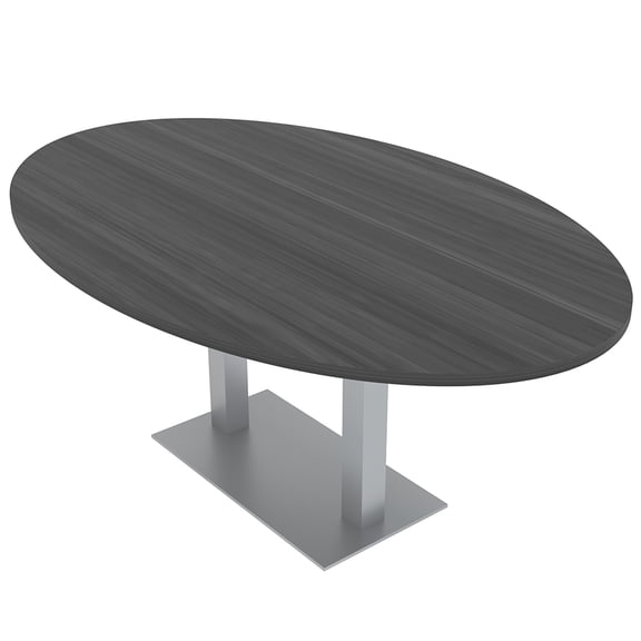 4 Person Oval Conference Table Metal Base Data And Electric Module