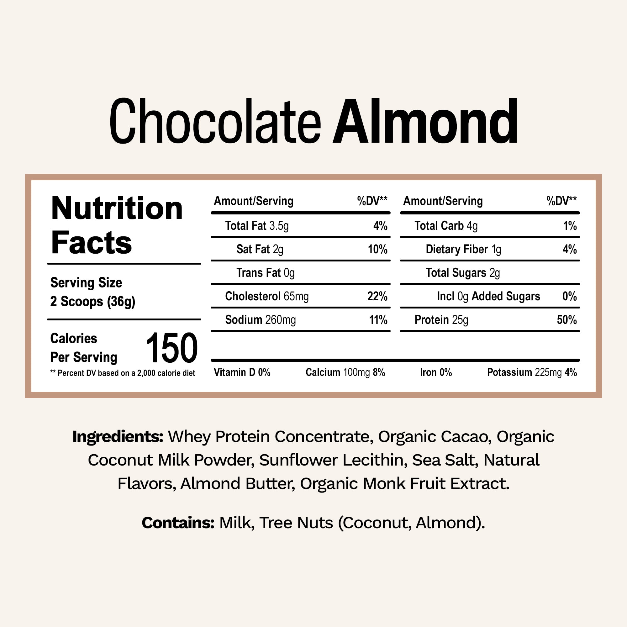 Rise Whey Protein Powder - Chocolate Almond | 25g Protein No Artificial Flavors, Colors, or Preservatives - Sugar Free, Gluten-Free, Soy Free (2.4 lbs)