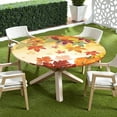 thumbnail image 5 of Fall Round Fitted Tablecloth with Elastic Edge,Water-Resistant Picnic Orange Autumn Maple Leaf Pumpkin Sunflower Table Cover for 40-44" Found Tables Thanksgiving Table Cloth for Dinner,Outdoor,Patio, 5 of 6