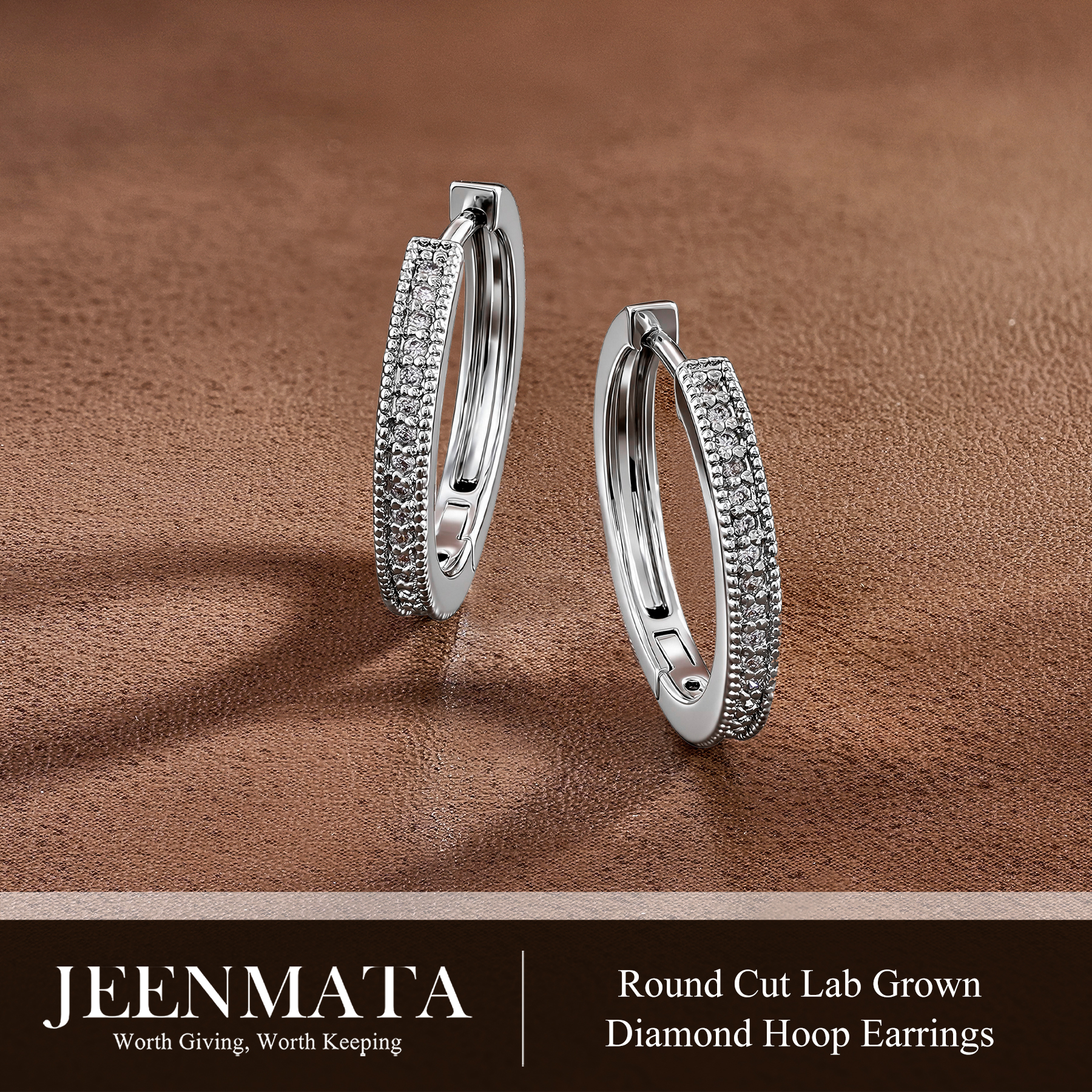 JeenMata Lab Grown Diamond Hoop Earrings photo 2