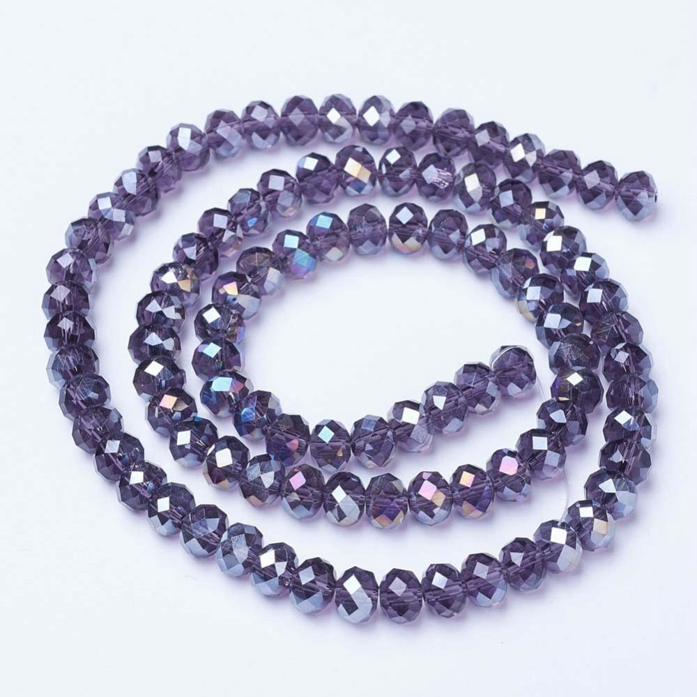 Electroplate Glass Beads Strands AB color Plated Faceted Rondelle Indigo 10x8mm Hole: 1mm 60~61pcs/strand 46~48cm