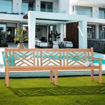 Teak Wood Chippendale Quadruple Outdoor Patio & Garden Bench, 8 Foot