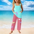 thumbnail image 5 of Tfken Overalls For Girls Summer Sleeveless Ice Graphic Comfy Casual Jumpsuit With Pockets Daily Wear Child Fashion Clothes Size 5-6 Years Green, 5 of 6