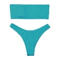 thumbnail image 6 of Afdoent Womens Bikini Sets Women Two Piece Solid Color Swimwear High Waisted Split Swimsuit Bikini Beachwear Padded Swimwear Beach Summer Outfits, 6 of 6