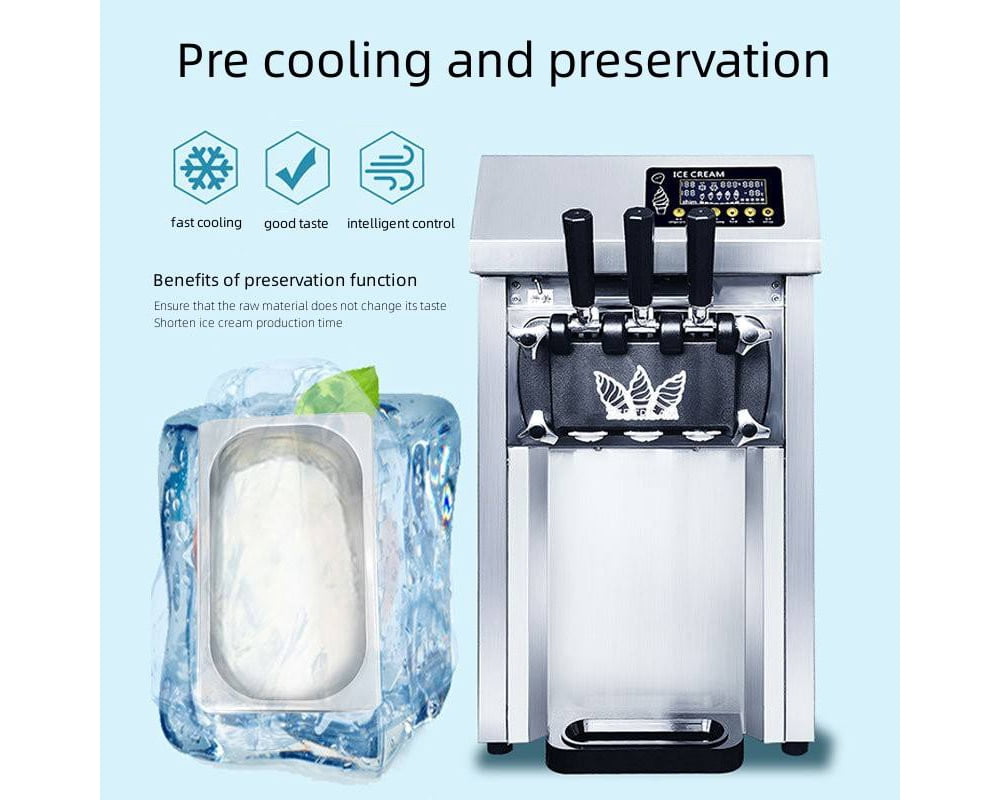 Three Flavors Soft Serve Ice Cream Maker Machine Sweet Cone Freezing Vending Machine