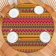 thumbnail image 2 of Decorative Round Tablecloth with a Lively Boho Floral Motif, Elastic Hem Provides Secure Fit on 56 Inch Diameter Tables, 2 of 7