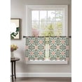 thumbnail image 2 of Sheer Curtains 54 Inch Length 2 Panels Set for Kitchen, Boho Flowers Semi Sheer Curtains for Windows, Farmhouse Abstract Geometric Patterned Voile Window Treatments Rod Pocket Curtain, 2 of 7