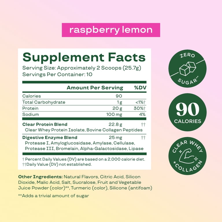 Bloom Nutrition Clear Protein, Raspberry Lemon, 10 Srv photo 2