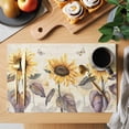 thumbnail image 2 of Sunflower Placemats Set of 6 Yellow Summer Botanical Floral Farmhouse Place Mats Indoor Wipeable Table Mats Washable Cloth Dining Table Placemats for Kitchen Holiday Party Home Decor 13x19 Inch, 2 of 9