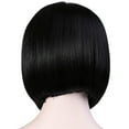 thumbnail image 3 of Onedor 11" Short Straight Middle Part Synthetic Heat Resistant Bob Wigs, Full Head Hair Wigs for Women, Girls (1B - Off Black), 3 of 5