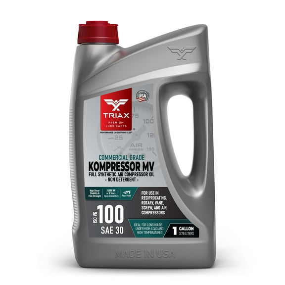 TRIAX Kompressor MV 100 / SAE 30 Full Synthetic, Multi-Vis Air Compressor Oil, 1 Gallon