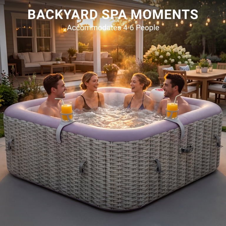 Segmart Inflatable Hot Tub, 4-6 People, 130 Bubble Jets - Walmart.com
