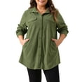 thumbnail image 2 of DARING DIVA Plus Size Corduroy Shirts Button Down Shackets Jacket 1X Green, 2 of 6