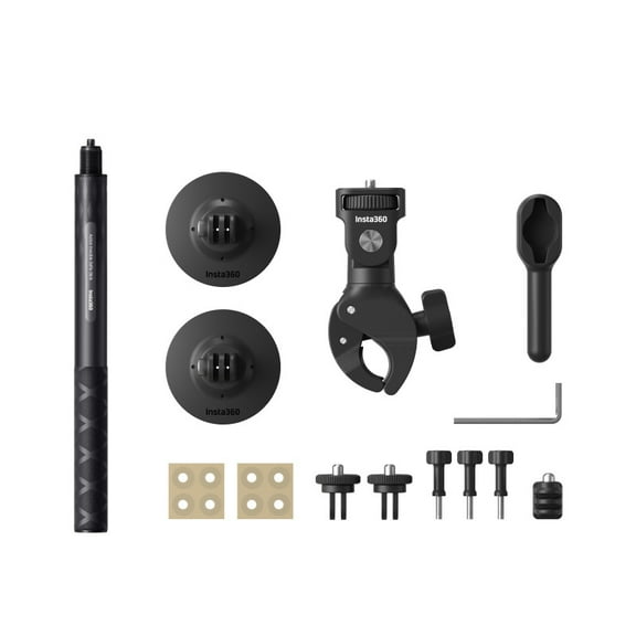 Motorcycle Camera Mount Kit for Insta360 GO 3/3S/X3/ONE X2/GO 2/ONE RS - Bigcan Action Cam Helmet Handlebar Suction Mount Set with Extension Pole for Riding