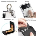 thumbnail image 3 of Case for Samsung Galaxy Z Flip 3 with Ring, Luxury Soft Rhomboid for Women Men PU Leather + Hard PC Shell Ultra Thin Slim Durable Shockproof Protective Cover for Galaxy Z Flip 3 5G White, 3 of 14