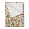 thumbnail image 2 of Botanical Soft Flannel Fleece Throw Blanket, Forest Scene of Various Leaves Mushrooms, Cozy Plush for Indoor and Outdoor Use, 50" x 70", Champagne Peacock Green, by Ambesonne, 2 of 5