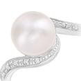 thumbnail image 3 of 9ct White Gold Jewelco London Diamond Pearl 7.8mm Twist Full Moon Dress Ring, 3 of 7