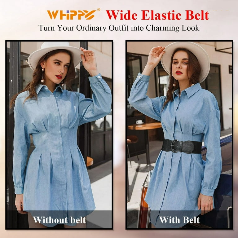 WHIPPY Women Fashion Elastic Wide Belt, Stretchy Waist Belt