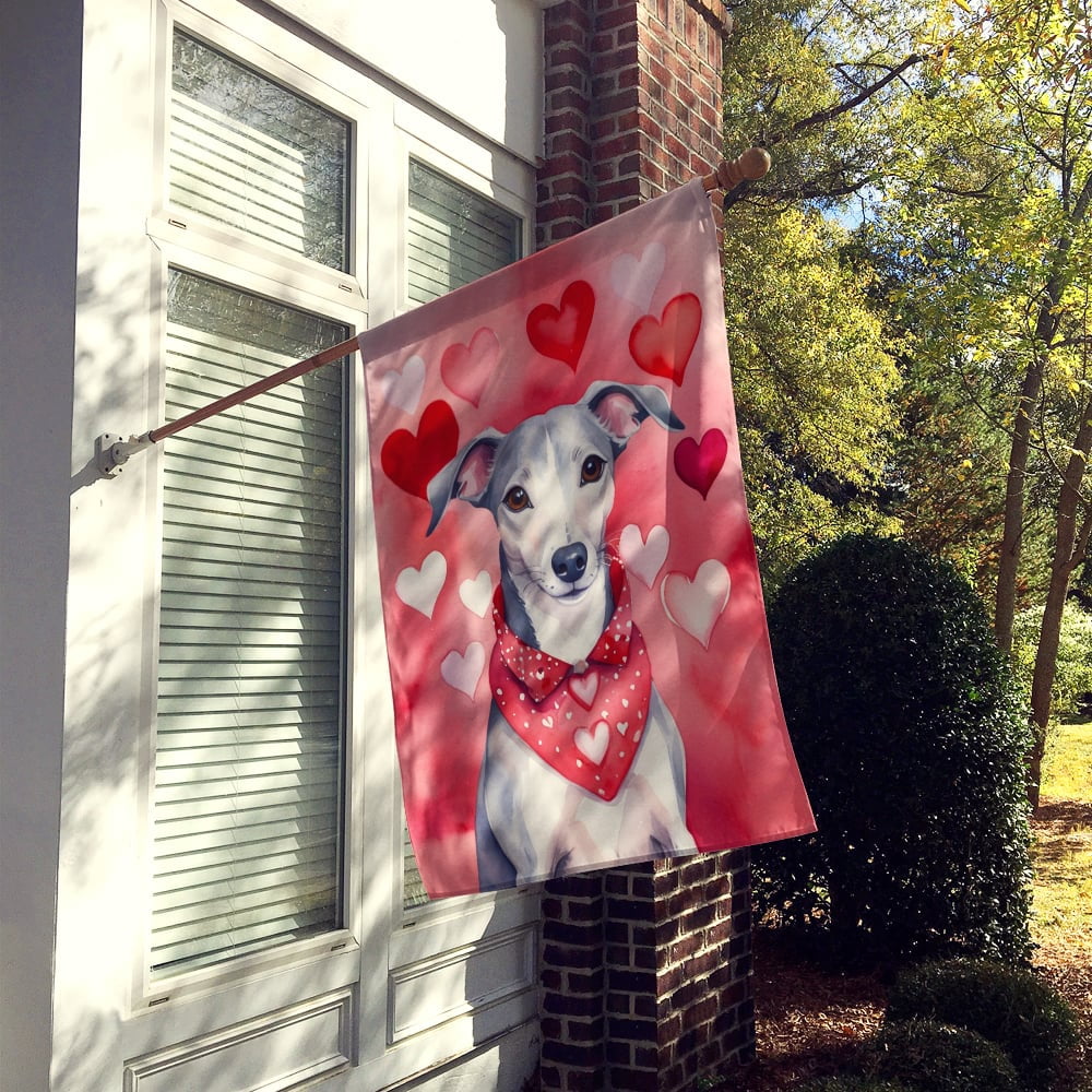 Whippet My Valentine House Flag 28 in x 40 in