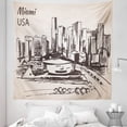 thumbnail image 1 of Florida Tapestry, Hand Drawn Miami Cityscape Sketch USA Architecture Theme Abstract Buildings, Fabric Wall Hanging Decor for Bedroom Living Room Dorm, 5 Sizes, Tan and Dark Brown, by Ambesonne, 1 of 1