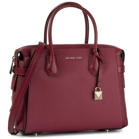Michael Kors Mercer Ladies Medium Raspberry Red Leather Satchel Bag 30S9GM9S2L506